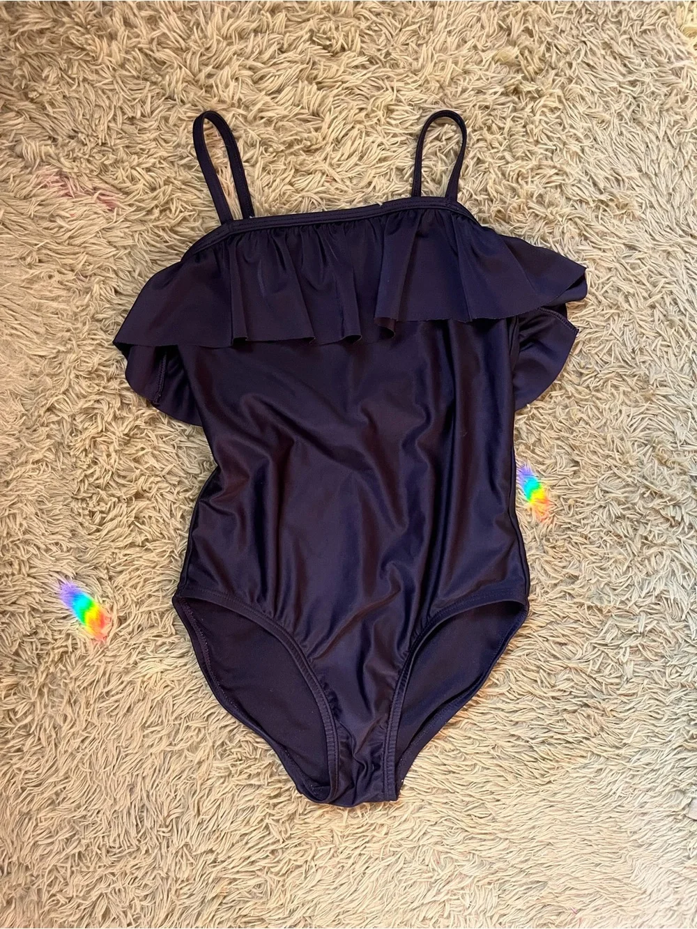 GIRLS BLACK RUFFLE SWIMSUIT|OLD NAVY SIZE: M